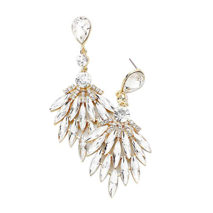 Trendy Marquise Stone Cluster Evening Earrings