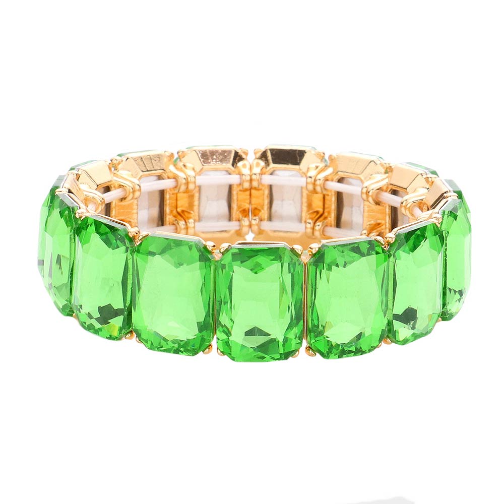 Emerald Cut Stone Stretch Evening Bracelet