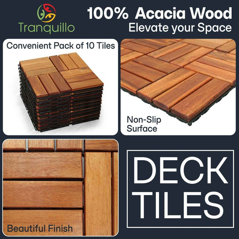 Solid Wood Deck Tiles Set 10