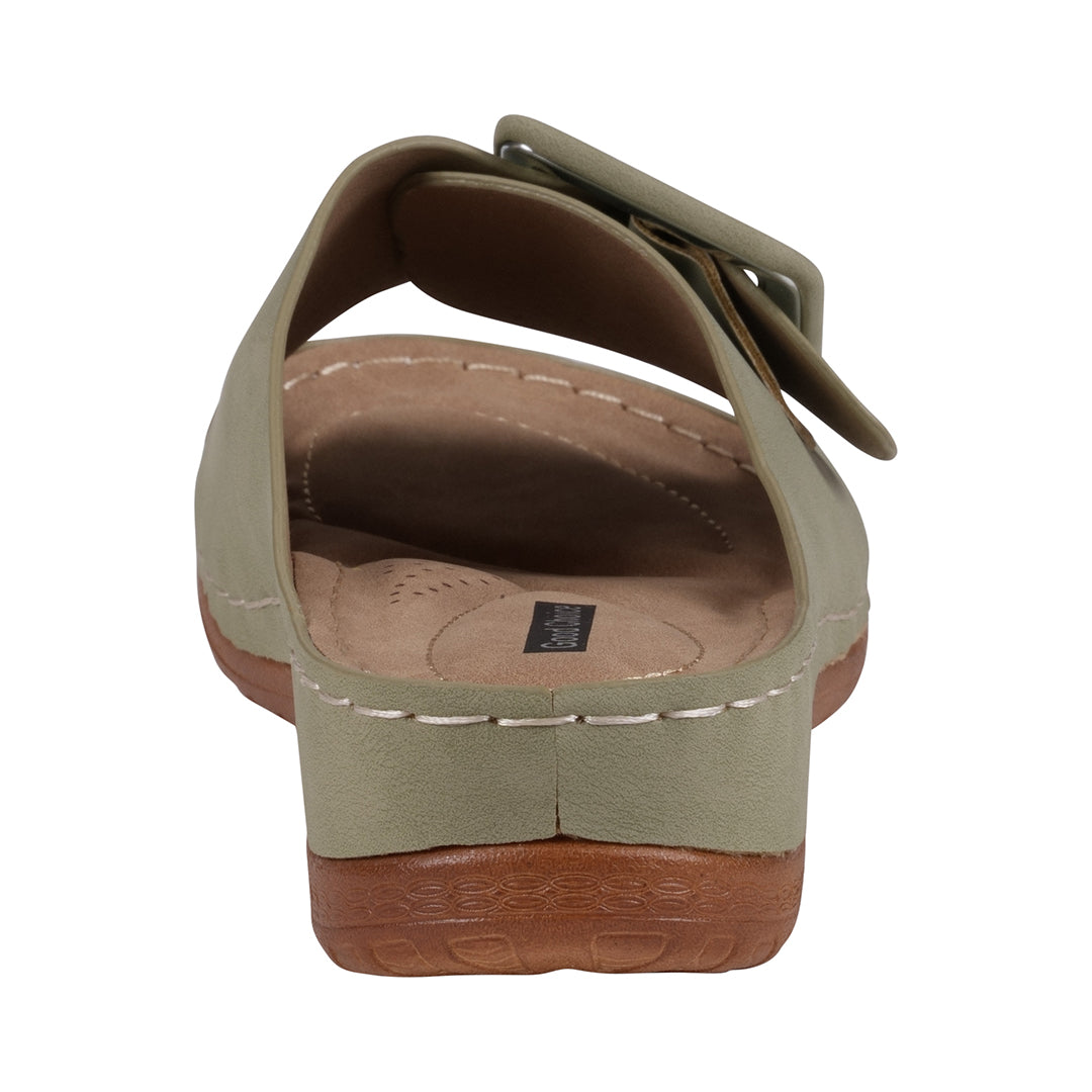 Sandales plates Hamden vertes à boucles pour femme