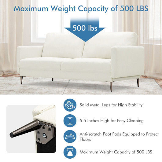 Modern Loveseat with Comfy Backrest Cushions-Gray