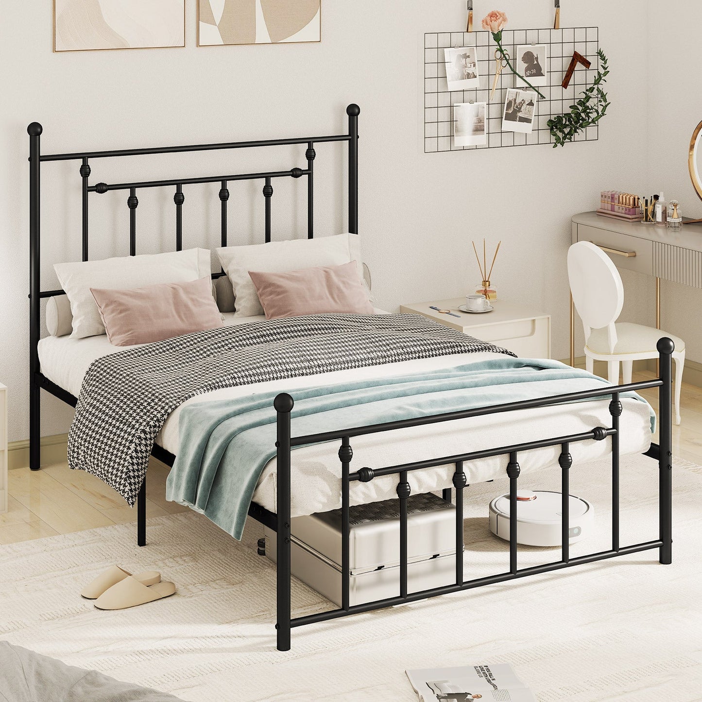 Full/Queen/Twin Size Heavy-duty Metal Bed Frame with Headboard