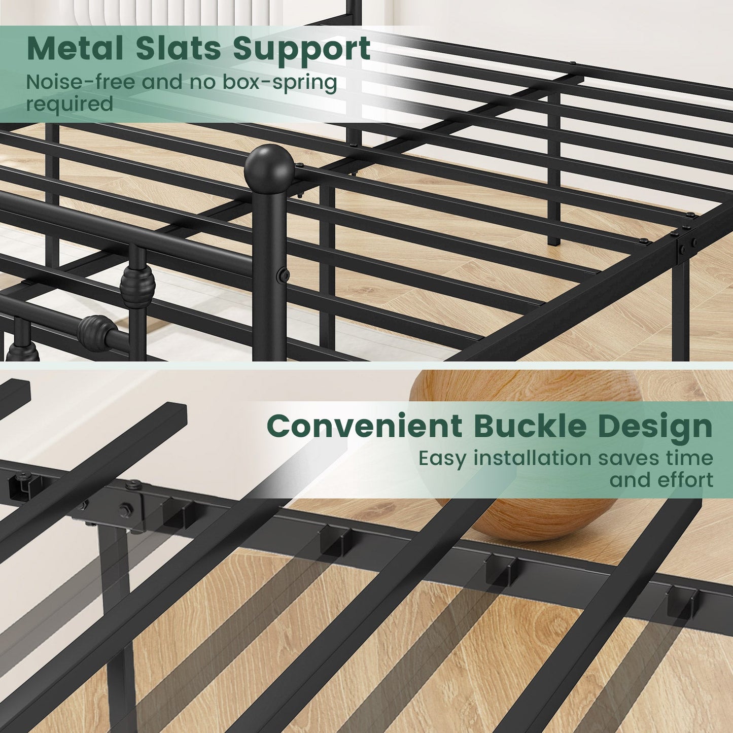 Full/Queen/Twin Size Heavy-duty Metal Bed Frame with Headboard