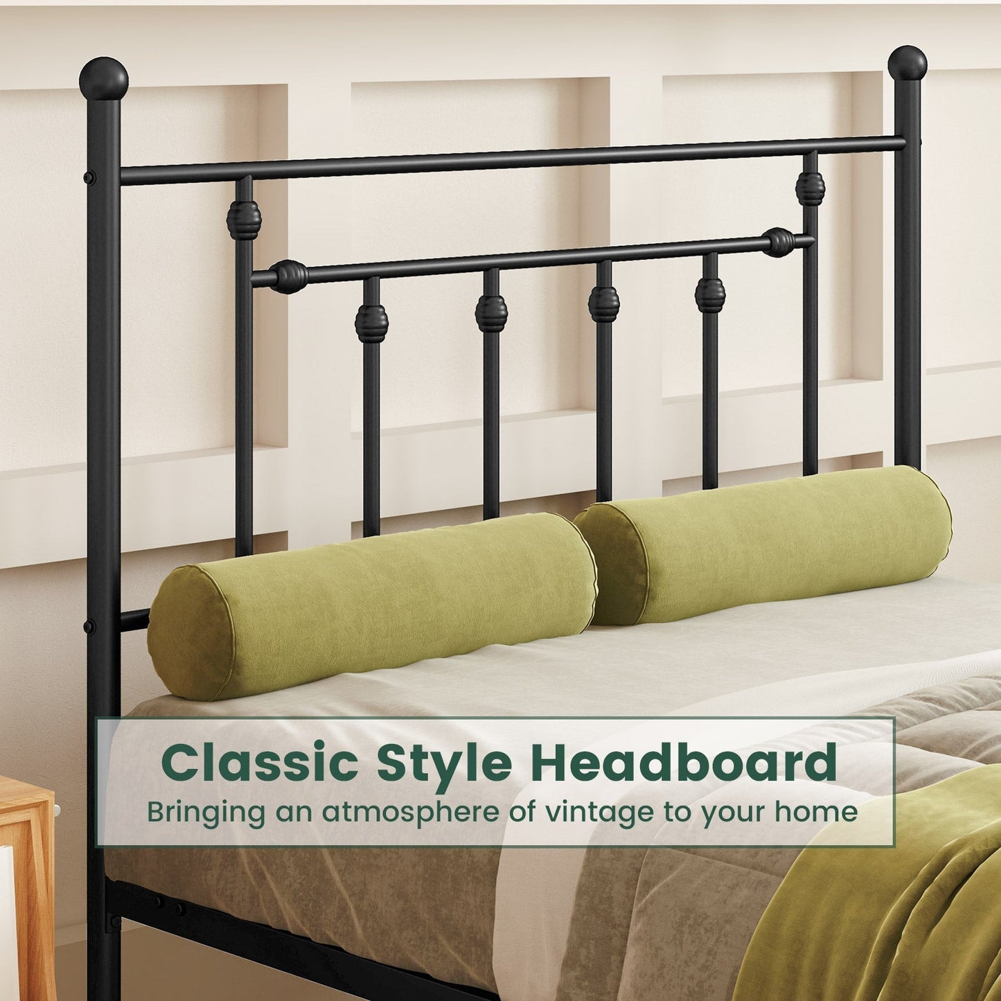 Full/Queen/Twin Size Heavy-duty Metal Bed Frame with Headboard