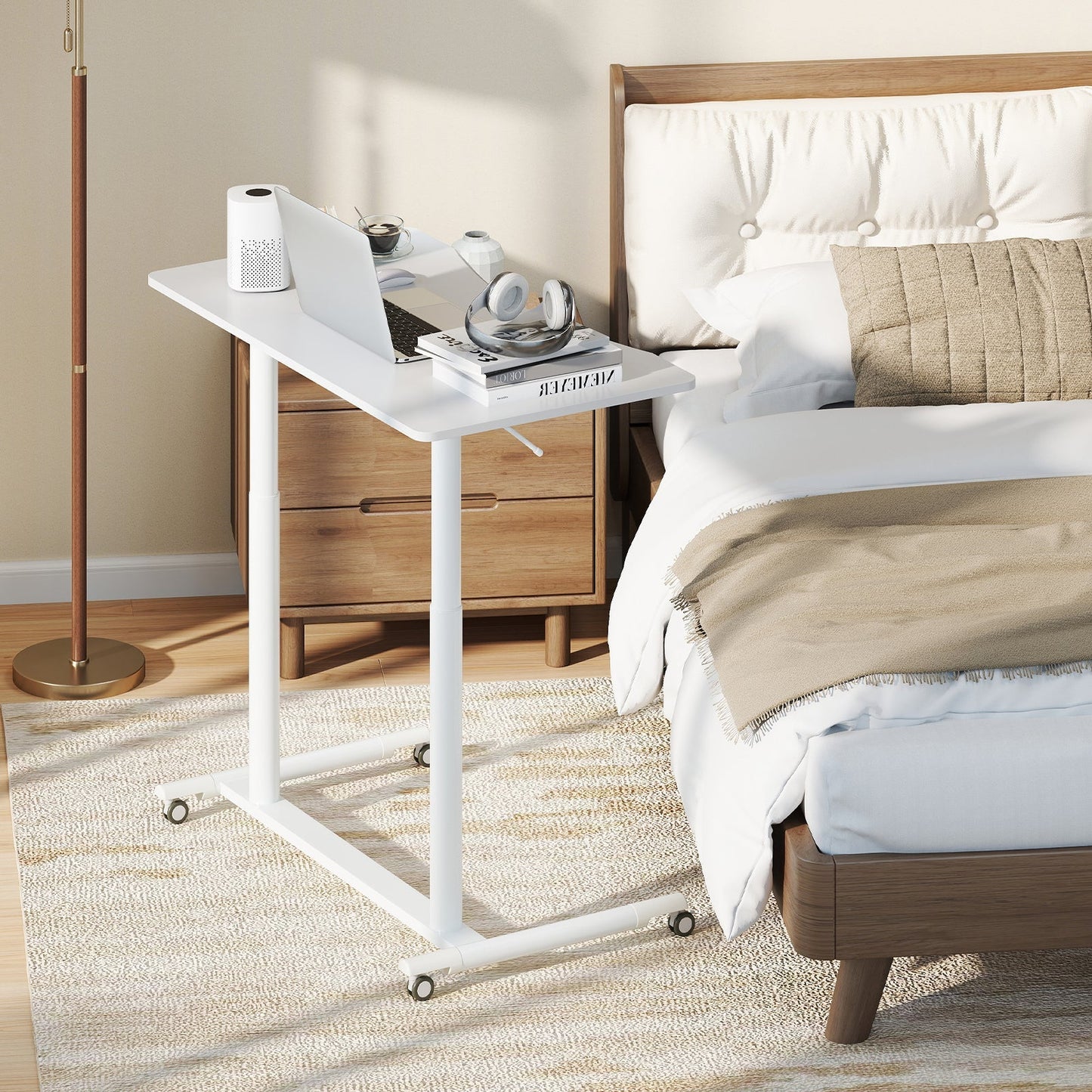 Height Adjustable Computer Desk Sit to Stand Rolling