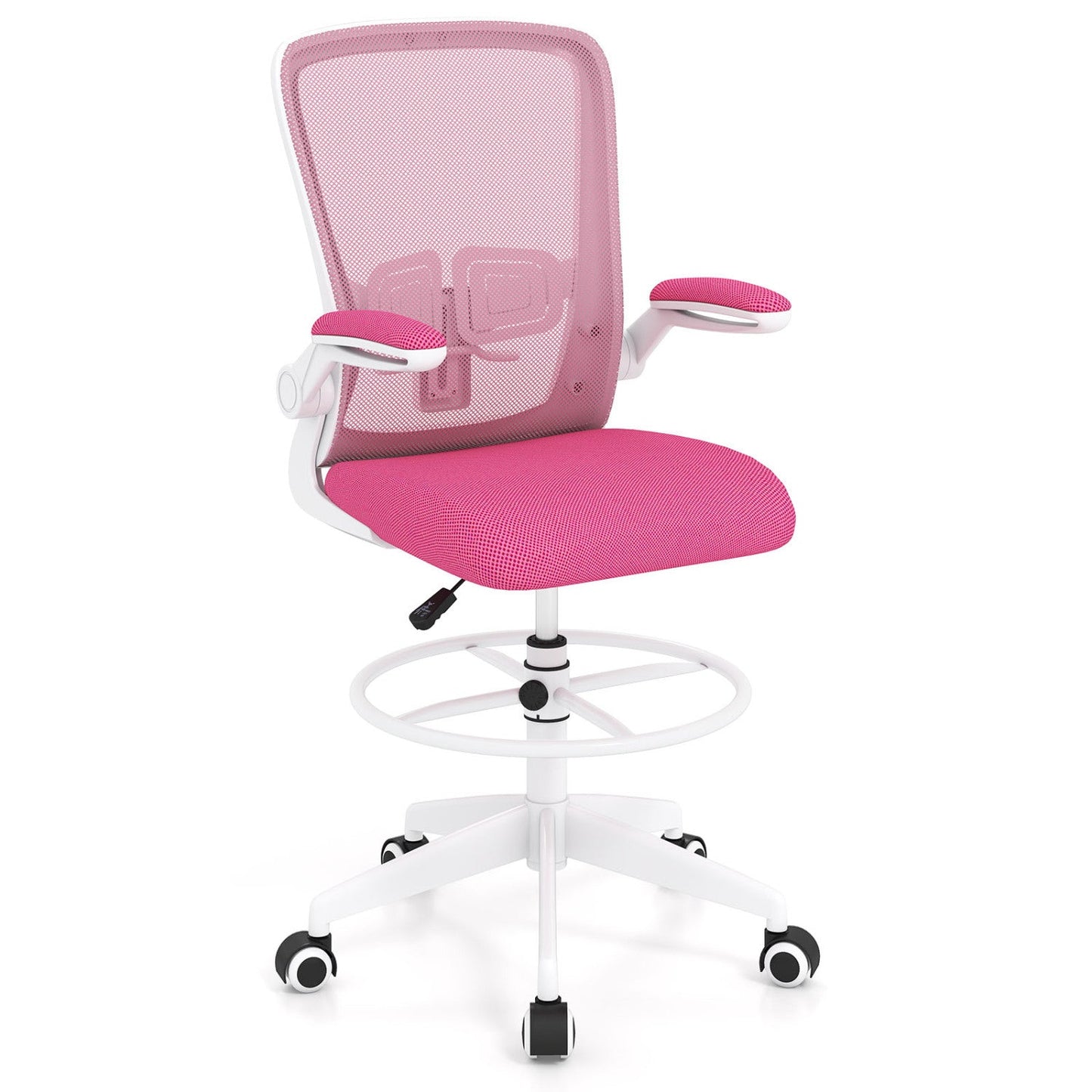 Height Adjustable Drafting Chair with Flip Up Arms
