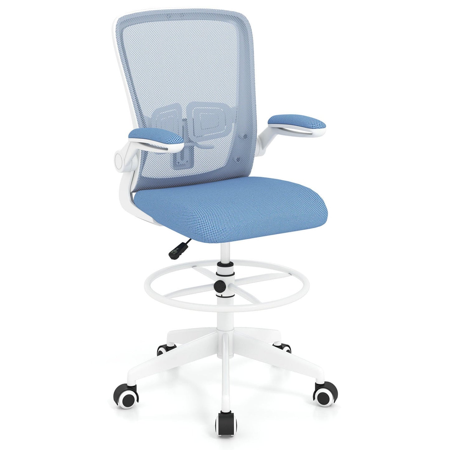 Height Adjustable Drafting Chair with Flip Up Arms