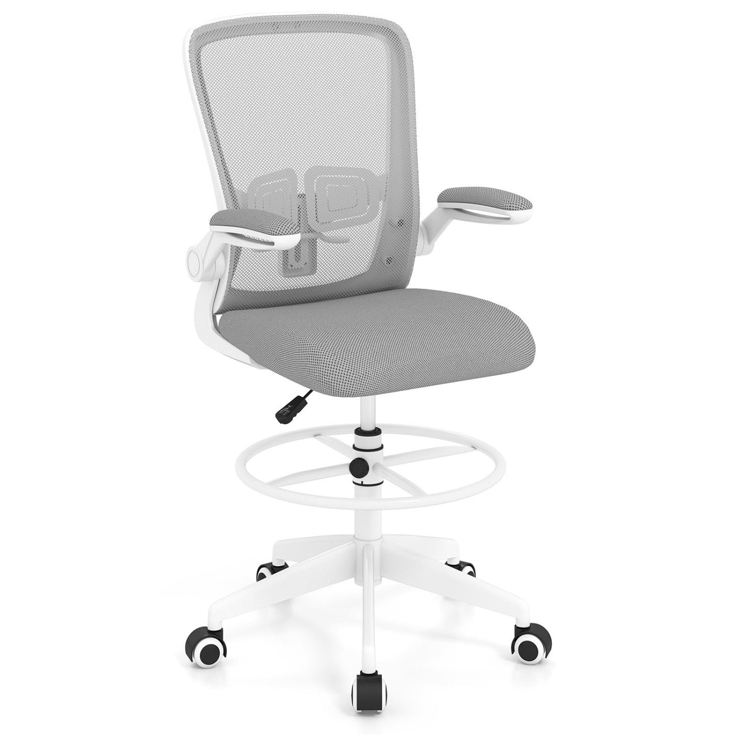 Height Adjustable Drafting Chair with Flip Up Arms