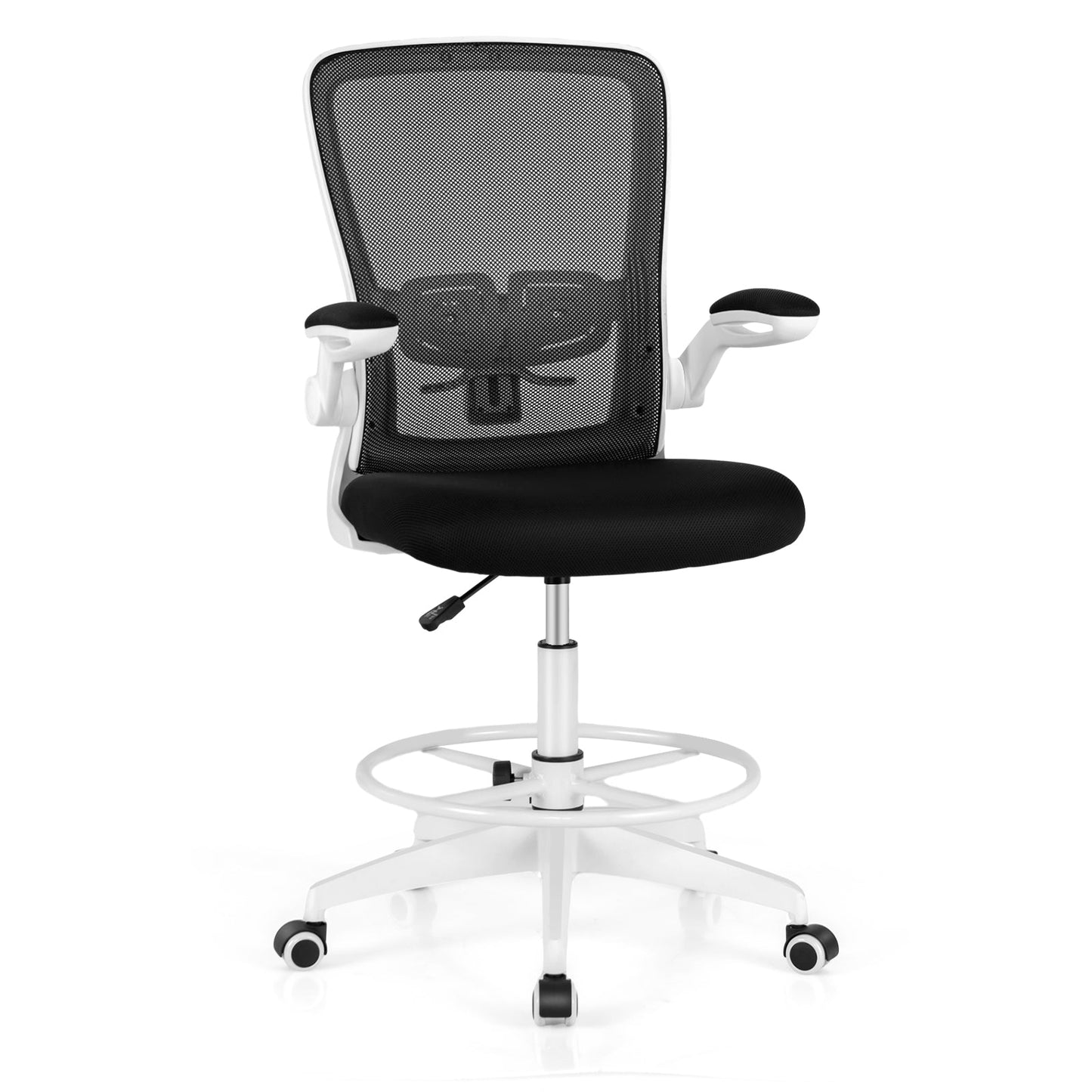 Height Adjustable Drafting Chair with Flip Up Arms