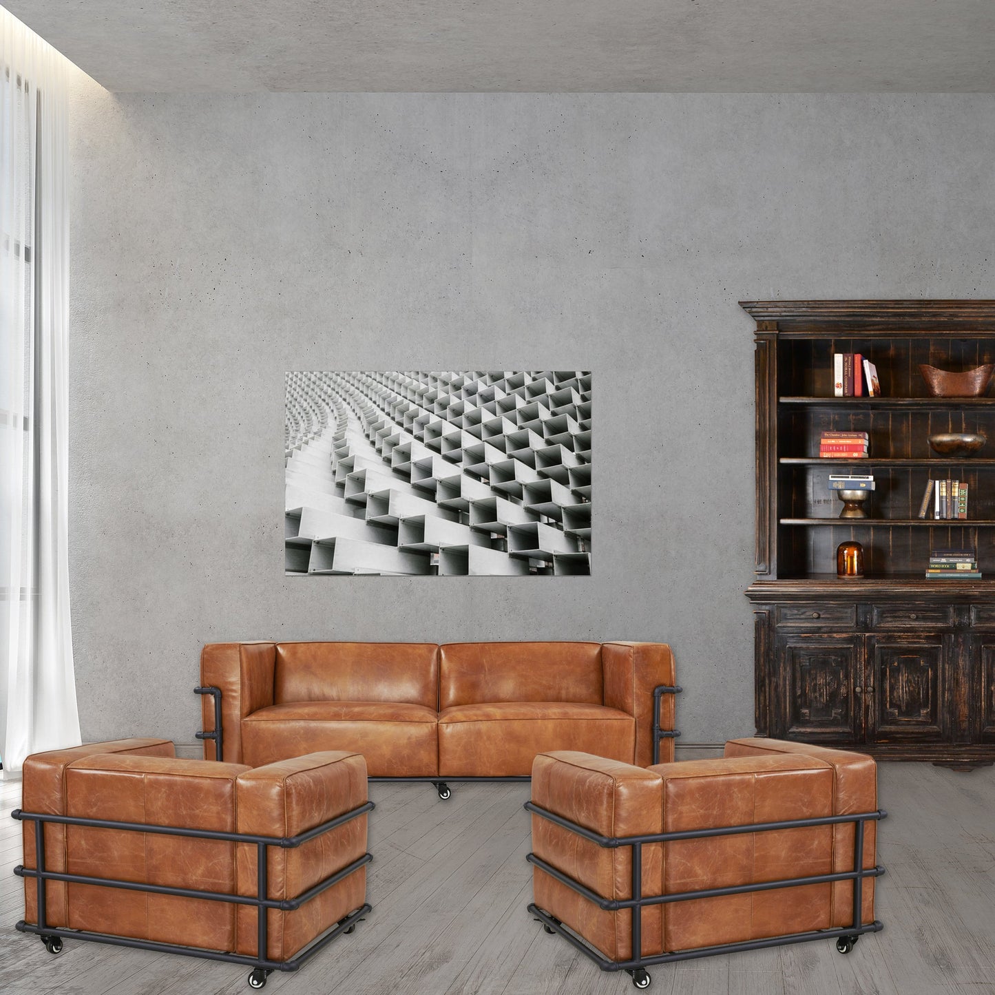 Henry Industrial Modern Leather Sofa (2 Colors Available)