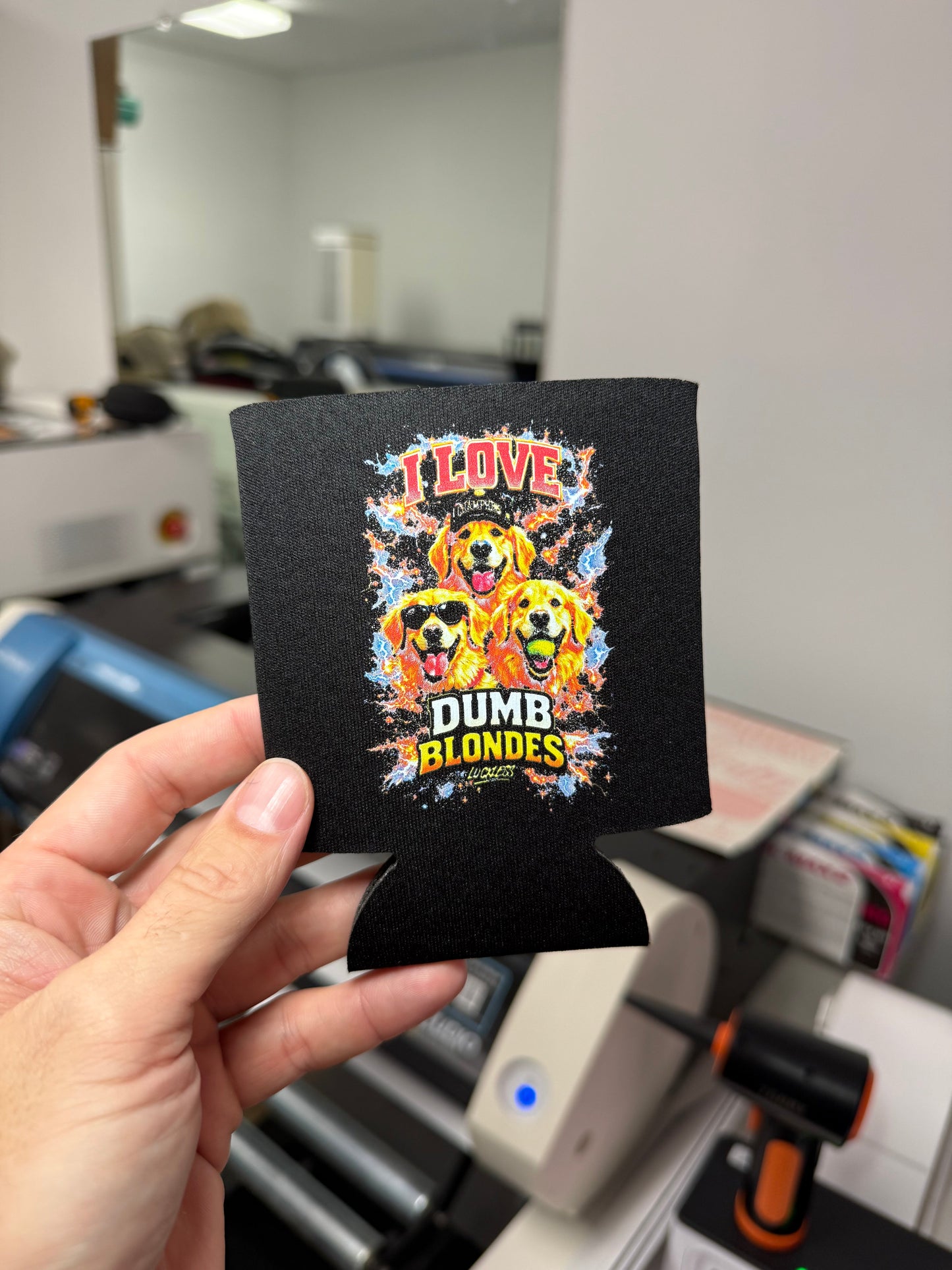 I Love Dumb Blondes Koozie