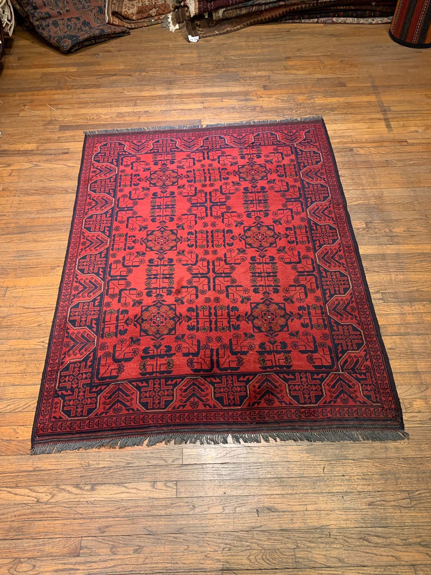 Terkaman Tribal Afghan Oriental Rug, size 6" x 5"