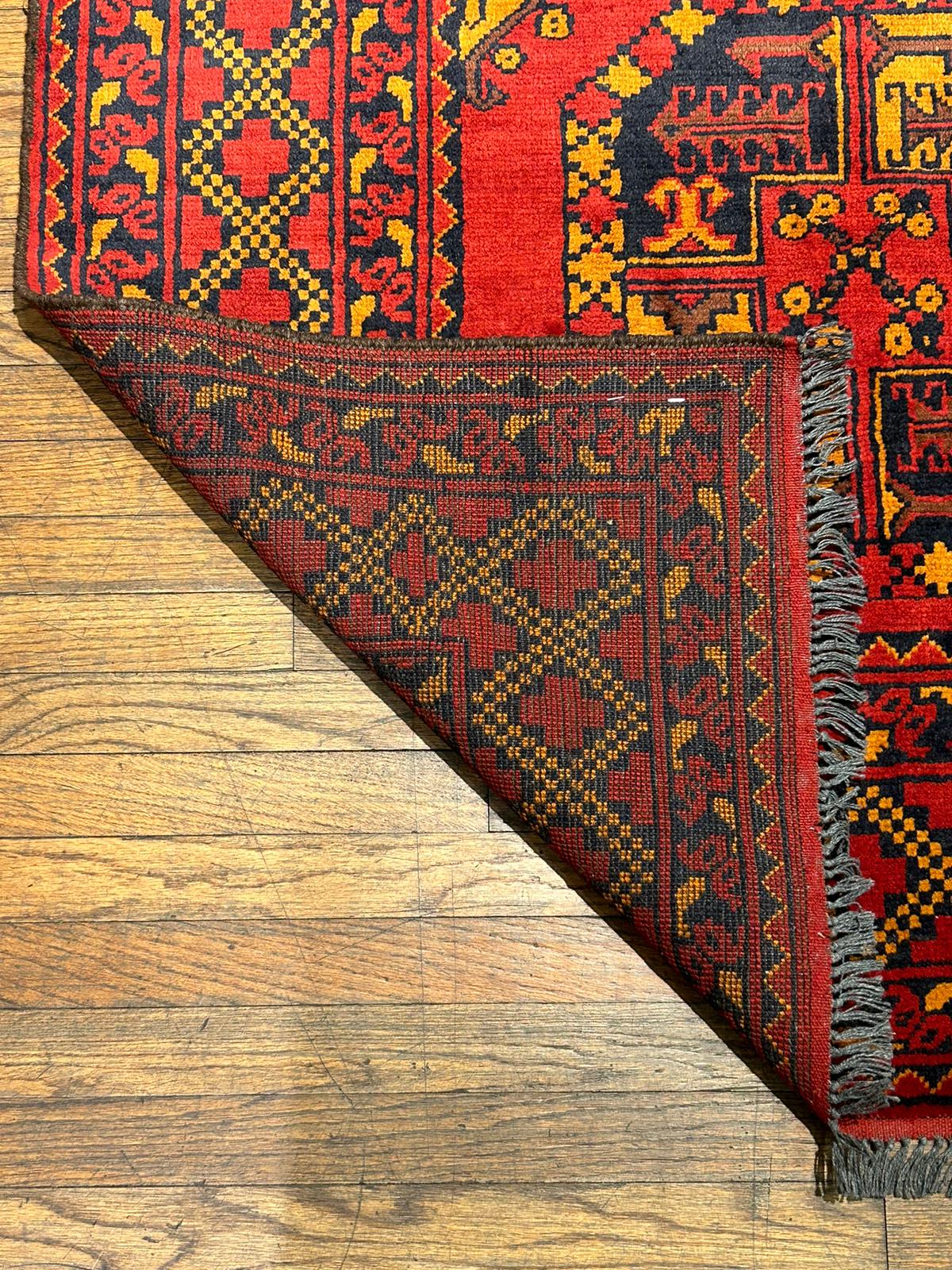 Terkaman Tribal Afghan Oriental Rug, size 4" x 7"
