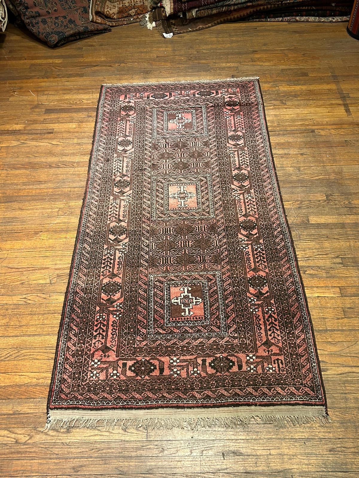 Terkaman Tribal Baluch Oriental Rug 4" x 7"(A)
