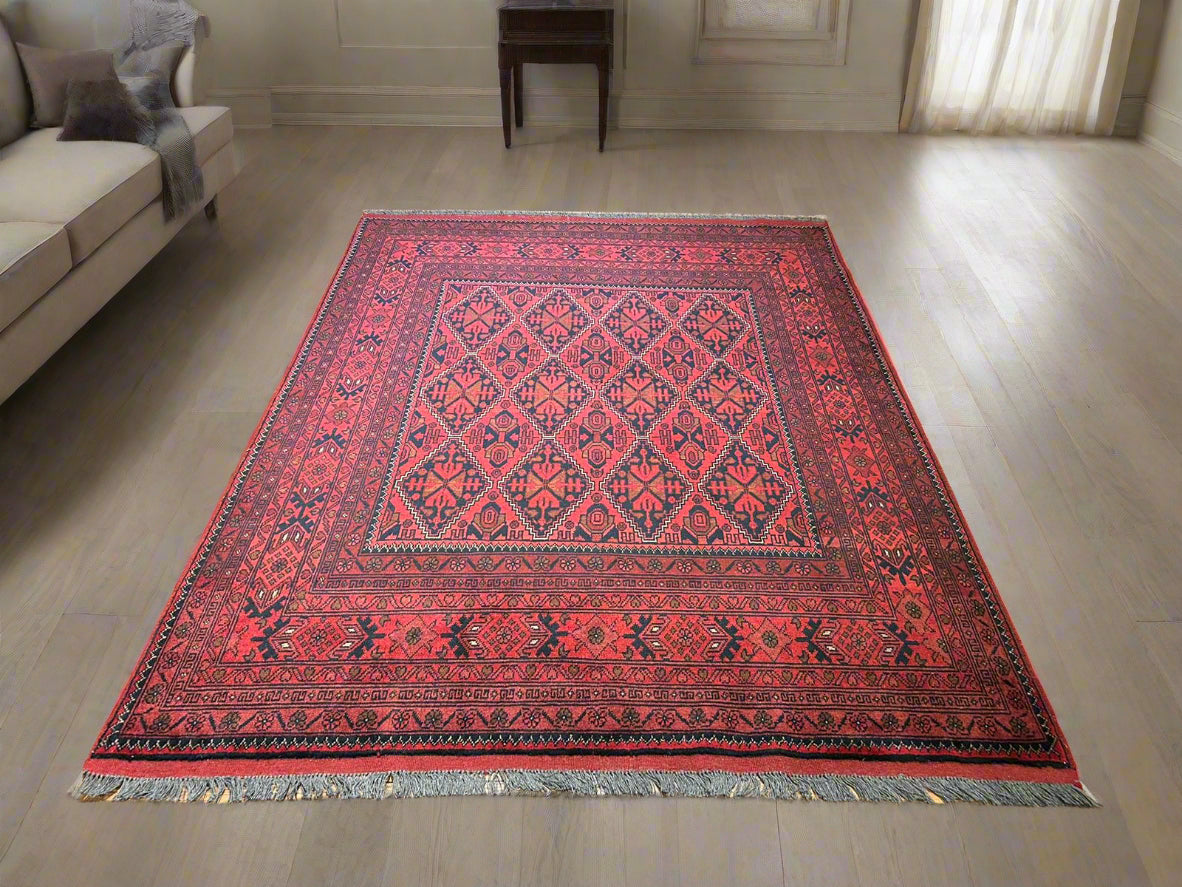 Terkaman Tribal Afghan Oriental Rug, size 5" x 6' 8"