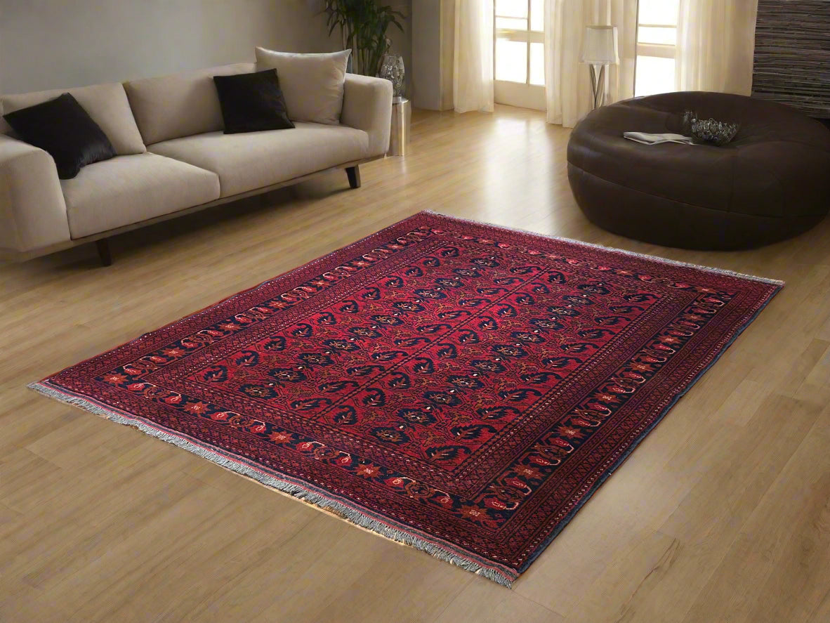 Terkaman Tribal Afghan Oriental Rug, size 5" x 6' 4"