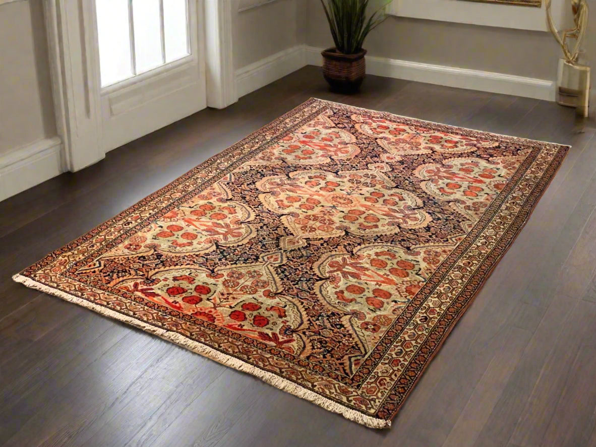Timeless Beauty, Woven by Hand. Antique Persian Labar Kirman Rug, size 4' 3" x 6' 3" (F)