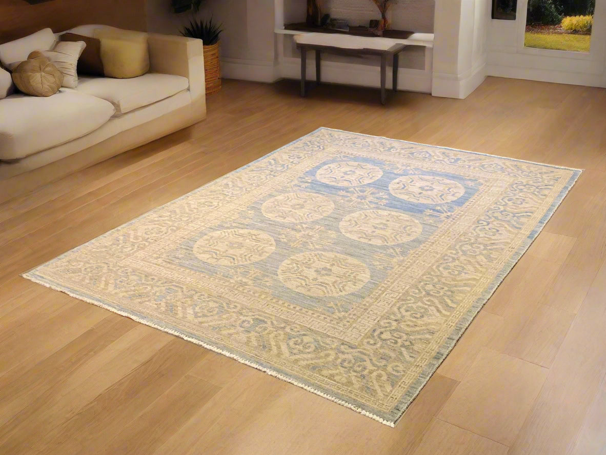 Khotan Pomegranate design Oriental Rug, size 5' 2" x 7"  (D)