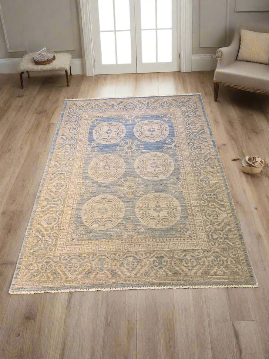 Khotan Pomegranate design Oriental Rug, size 5' 2" x 7"  (D)