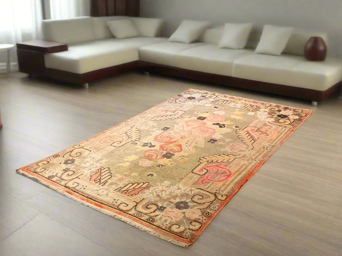 Antique Khotan Samarkand Rug, circa 1910's, size 4' 7" x 7' 9"