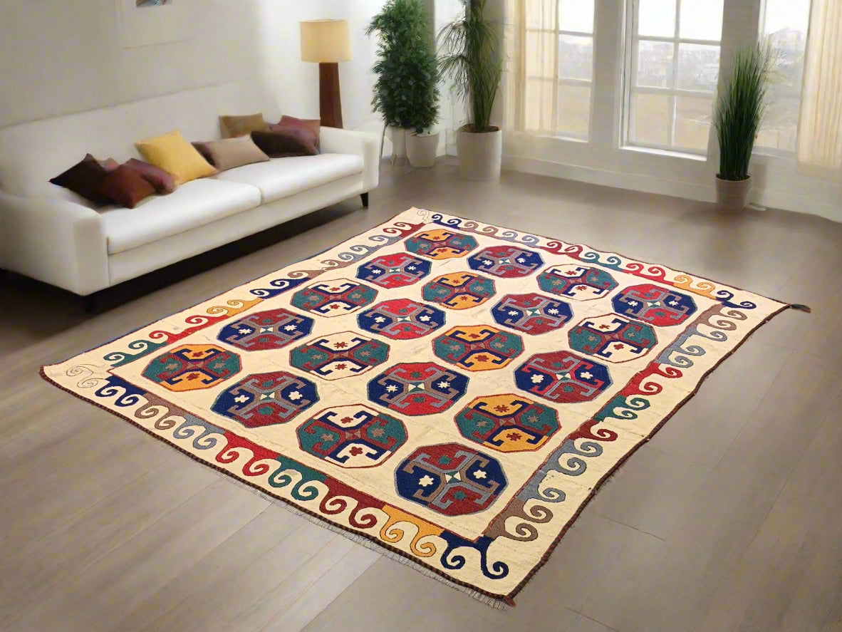 Afghan Kilim Handwoven flatweave Rug – size 4' 11" x 5' 10"