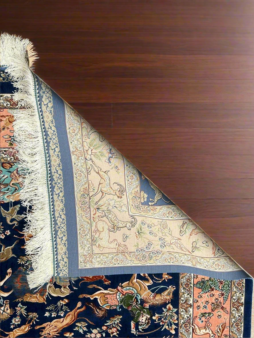 Exquisite 100% Silk Persian Design Rug – Elegant and Luxurious, size 4" x 6" (H)