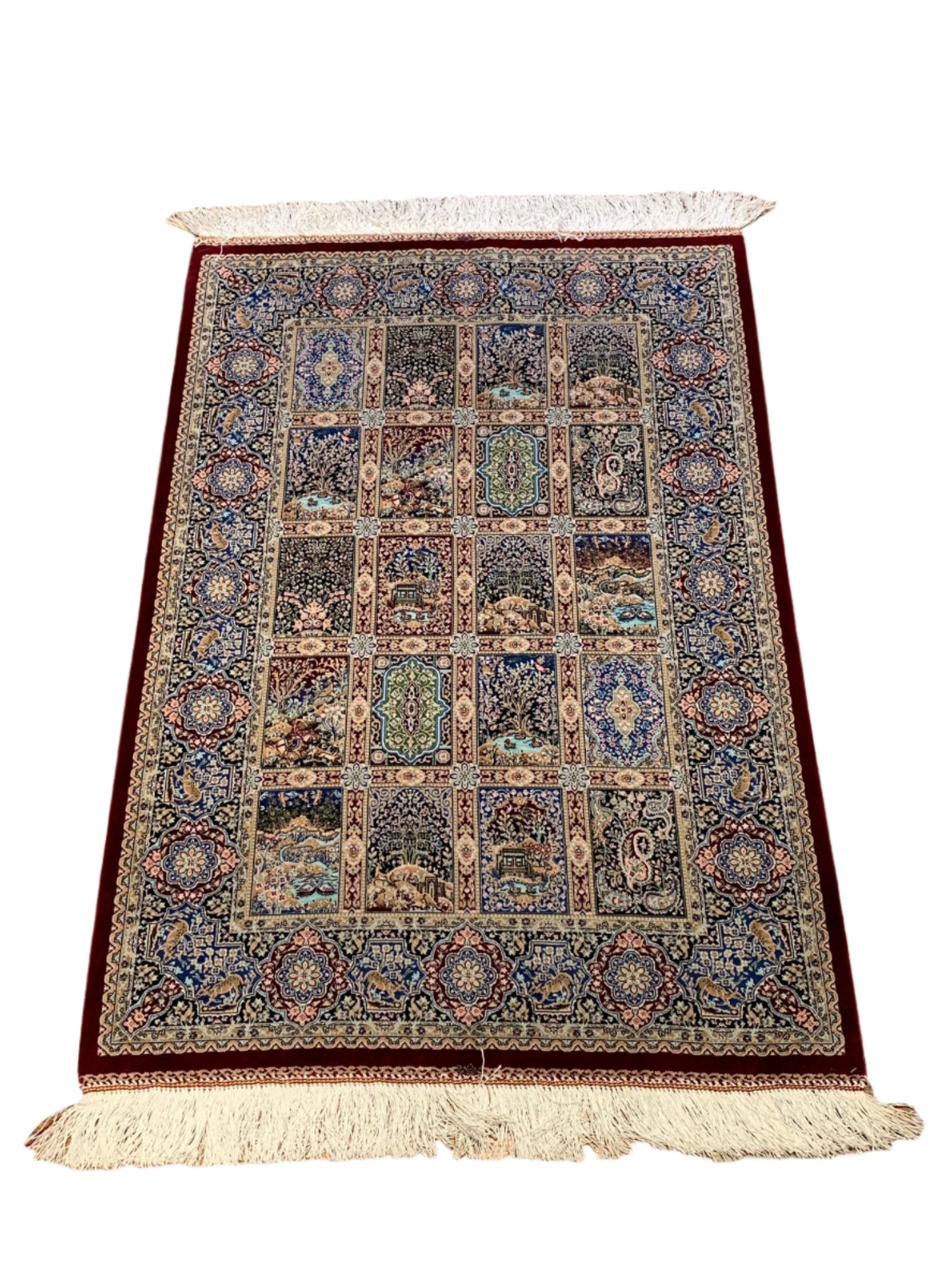 Exquisite 100% Silk Persian Bakhtiar Rug – Elegant and Luxurious, size 2' 6" x 4"