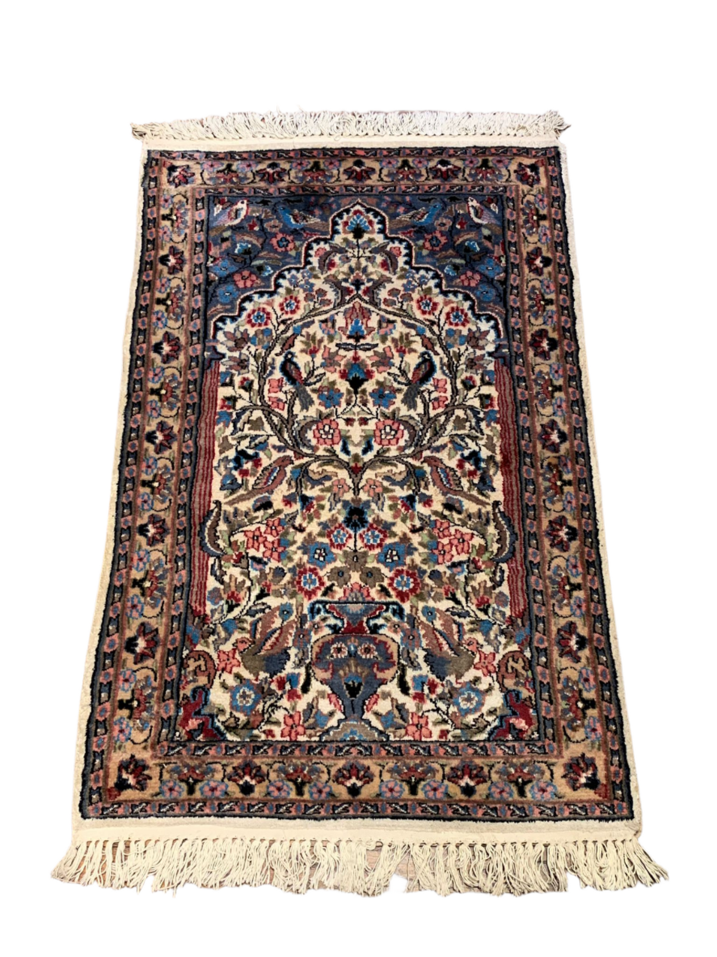 Hand-Knotted Pakistan Kashmiri Silk Wool Blend Rug, size 2' 7" x 4" (E)