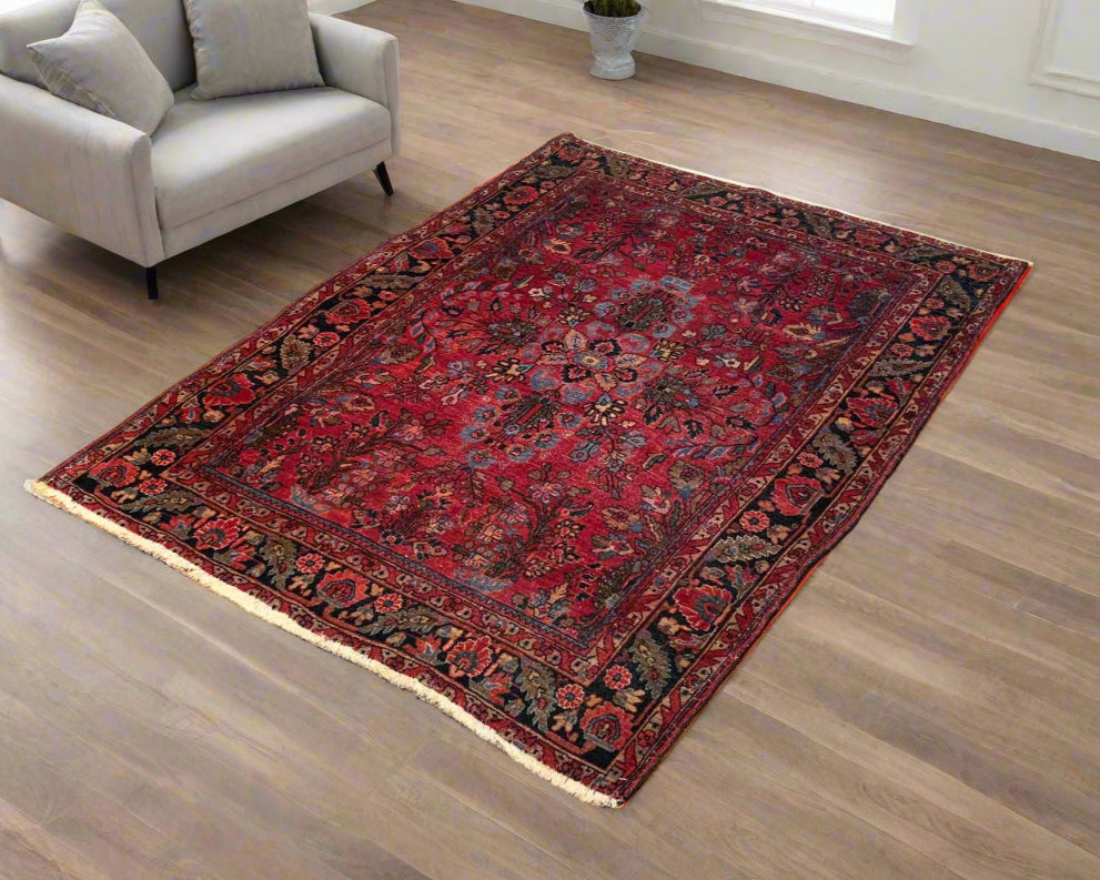 Timeless Beauty, Woven by Hand. Antique Persian Sarouk Rug, 3' x 4' 10"