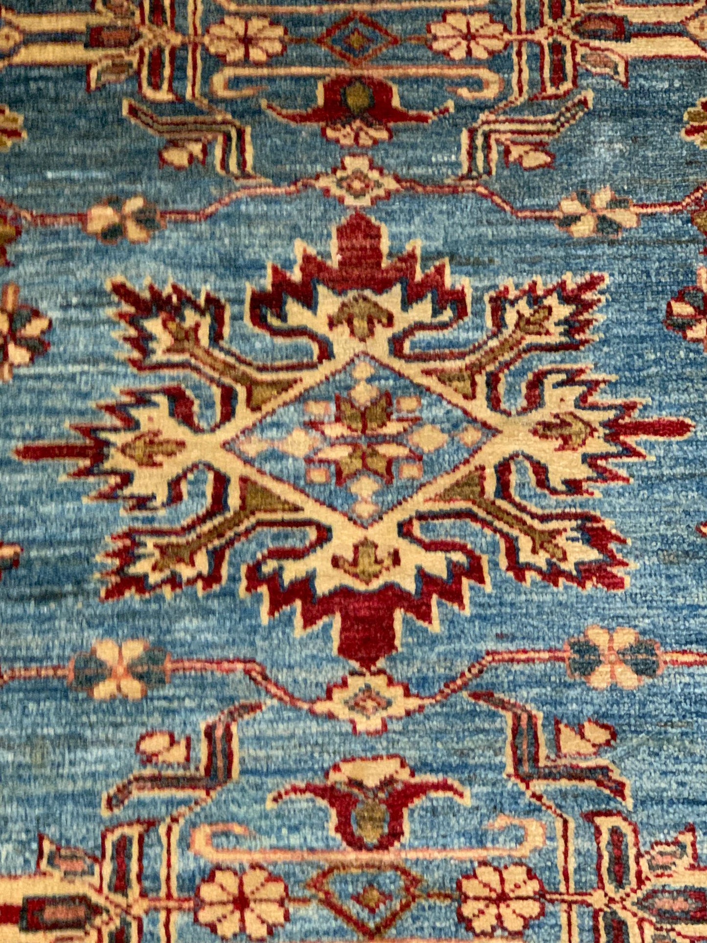 Hand-Knotted Vegetable Dye Kazak Rug from Pakistan, 3' x 4' 5"