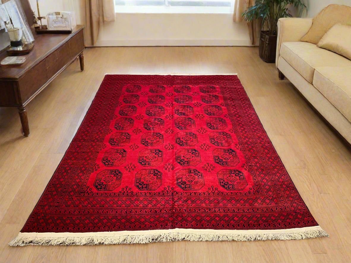 Terkaman Tribal Afghan Oriental Rug, 8' 8" x 11' 3" (C) Fielpa