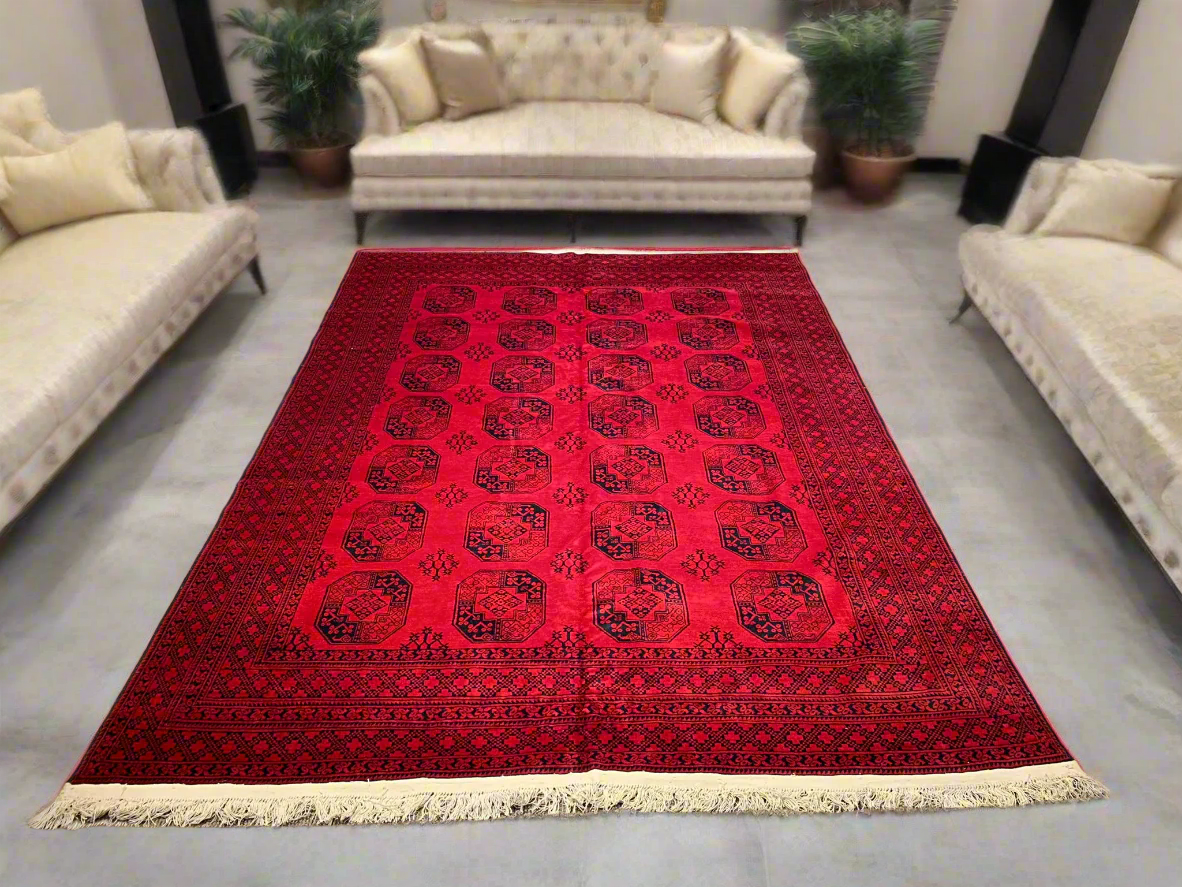 Terkaman Tribal Afghan Oriental Rug, 8' 8" x 11' 3" (C) Fielpa