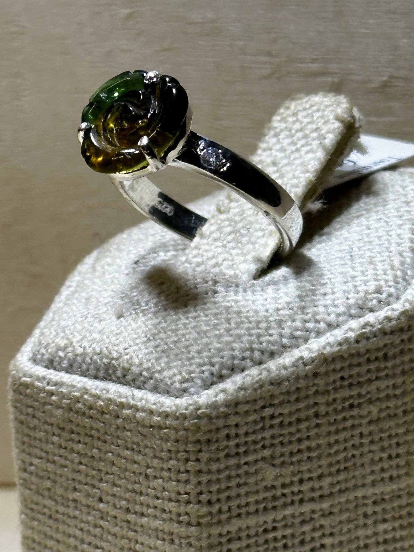 Yellow & Green Tourmaline Flower Ring (03.0048)