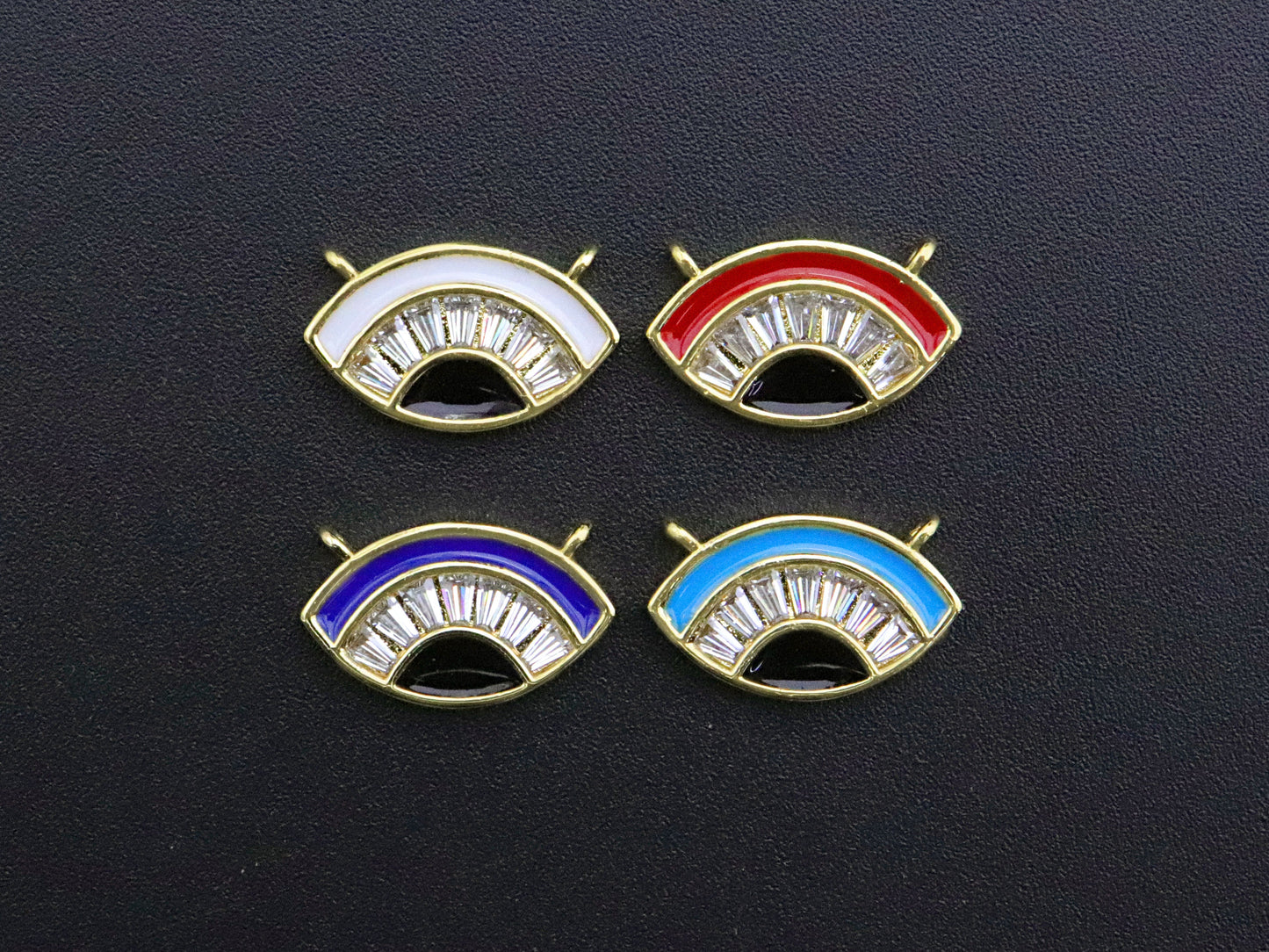 Enamel Evil Eye Connector Pendant, CZ Micro Pave Oil Drop pendant,Enamel pendant,Enamel Jewelry, 17x10mm, sku#F1051
