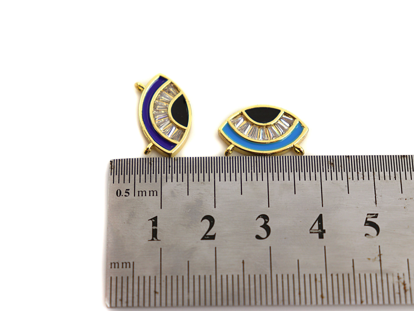 Enamel Evil Eye Connector Pendant, CZ Micro Pave Oil Drop pendant,Enamel pendant,Enamel Jewelry, 17x10mm, sku#F1051