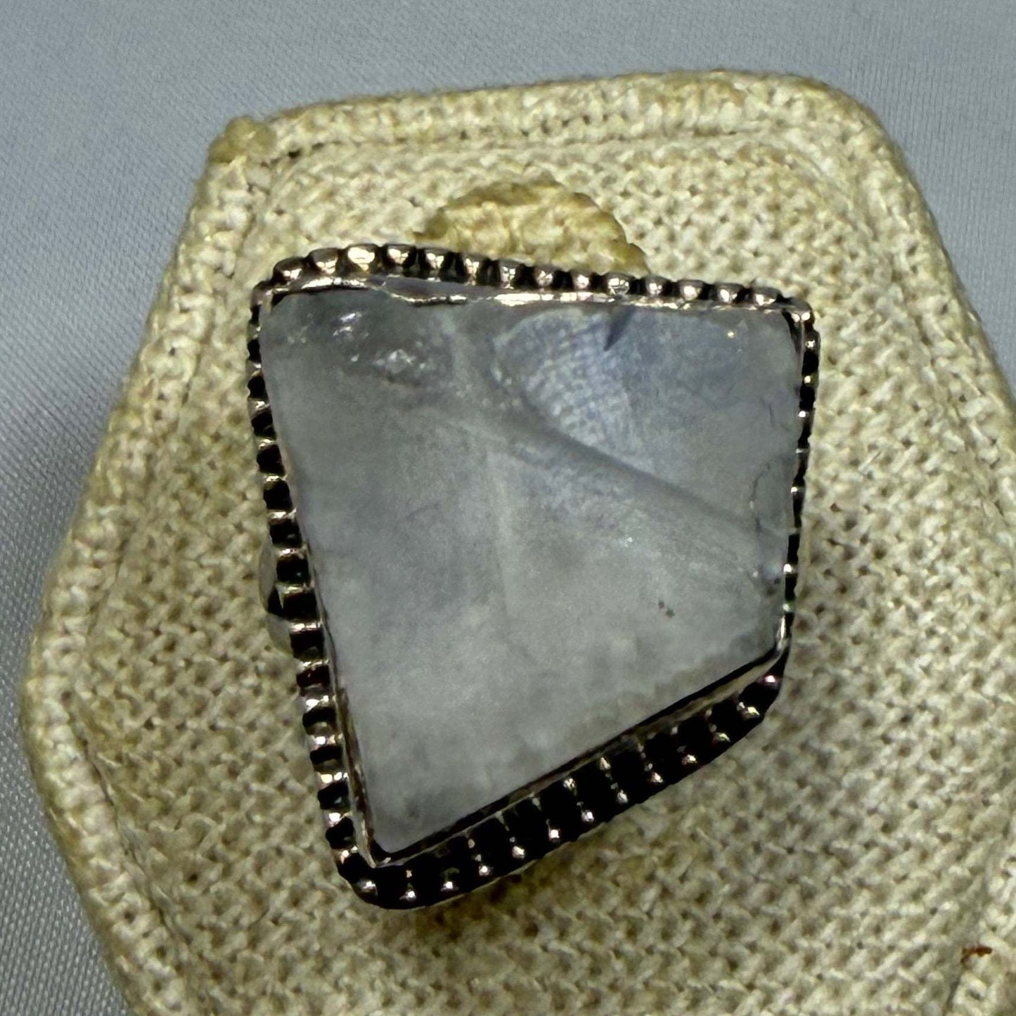 Rainbow Moonstone Ring - Size 6 - Rough Poly