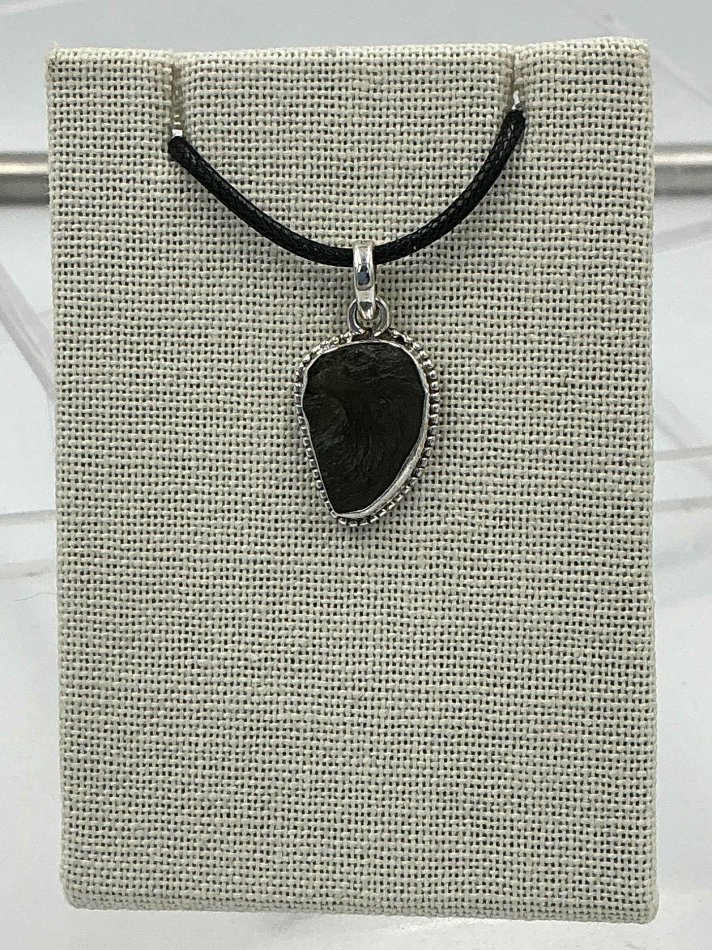 Sterling Silver Studded Bezel Moldavite Pendant