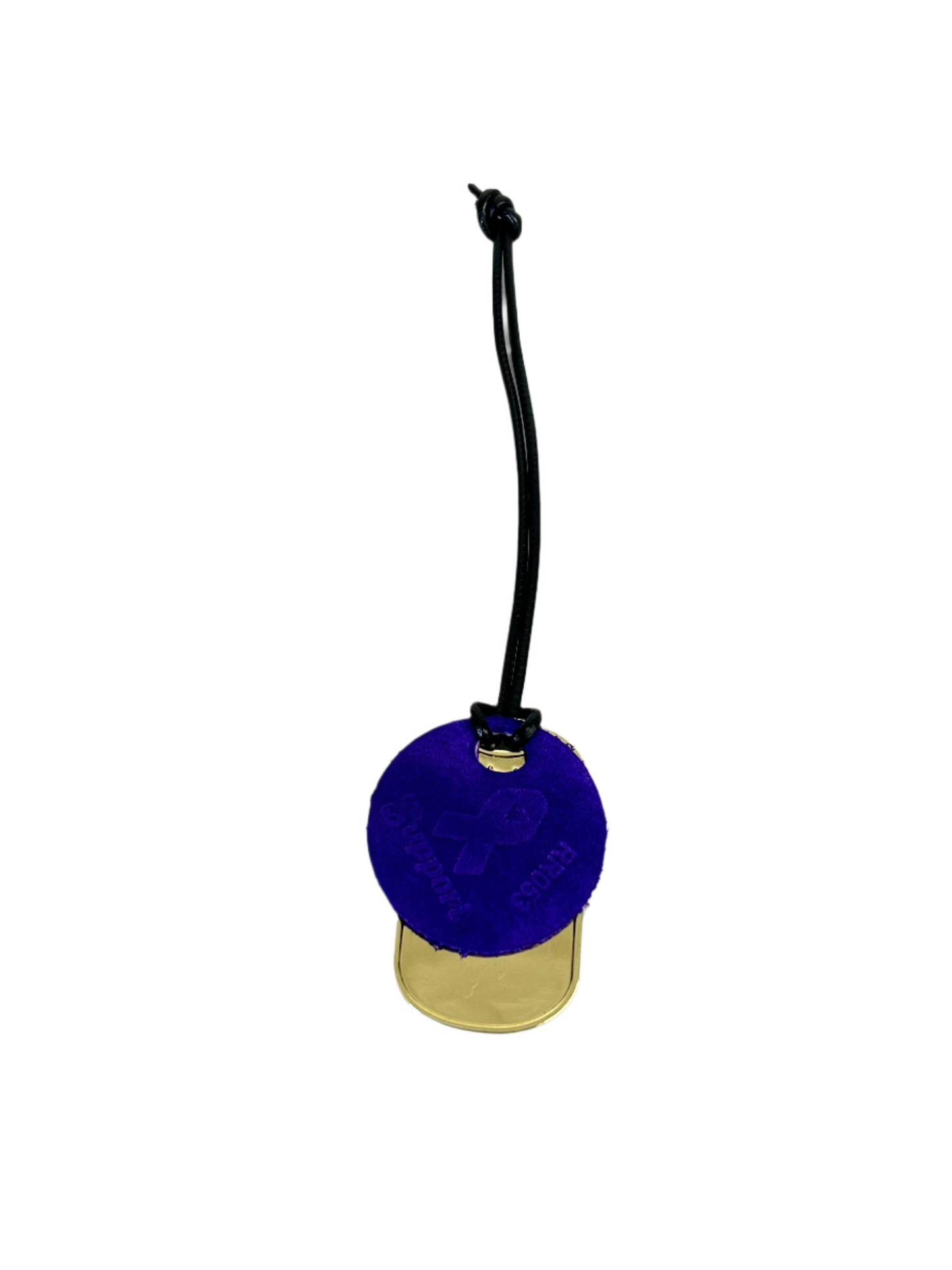 Purple Heart Day Support Tag + Black Leather Strap