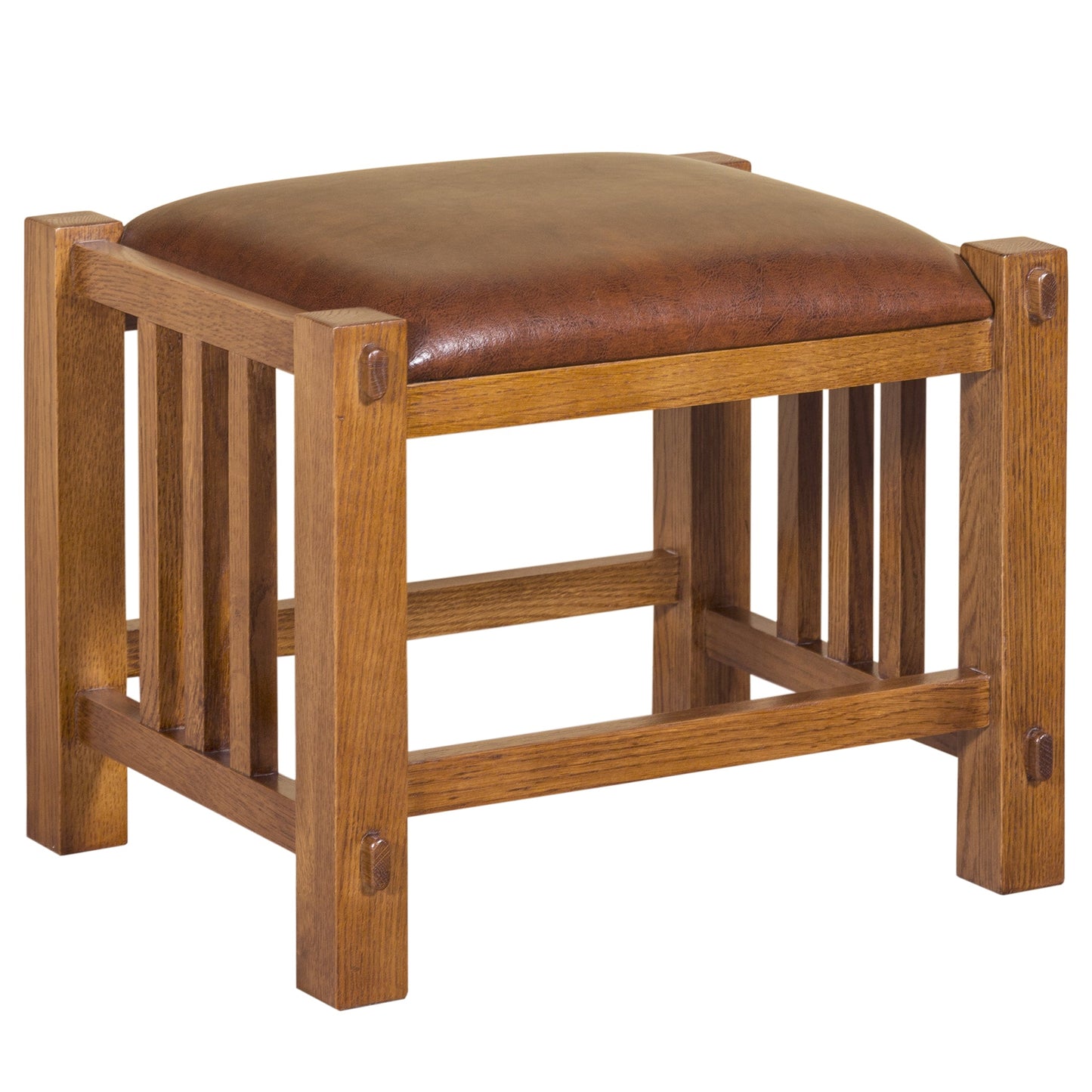 Mission Spindle Stool - Quarter Sawn Oak & Leather (2 Colors Available)