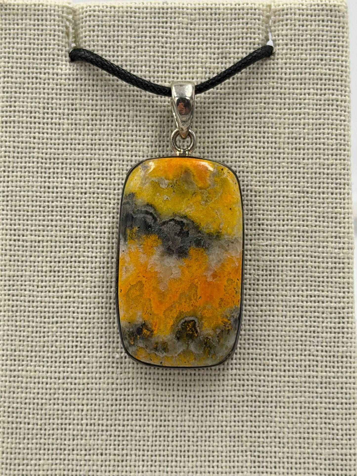 Sterling Silver Rectangle   Bumblebee Jasper Pendant