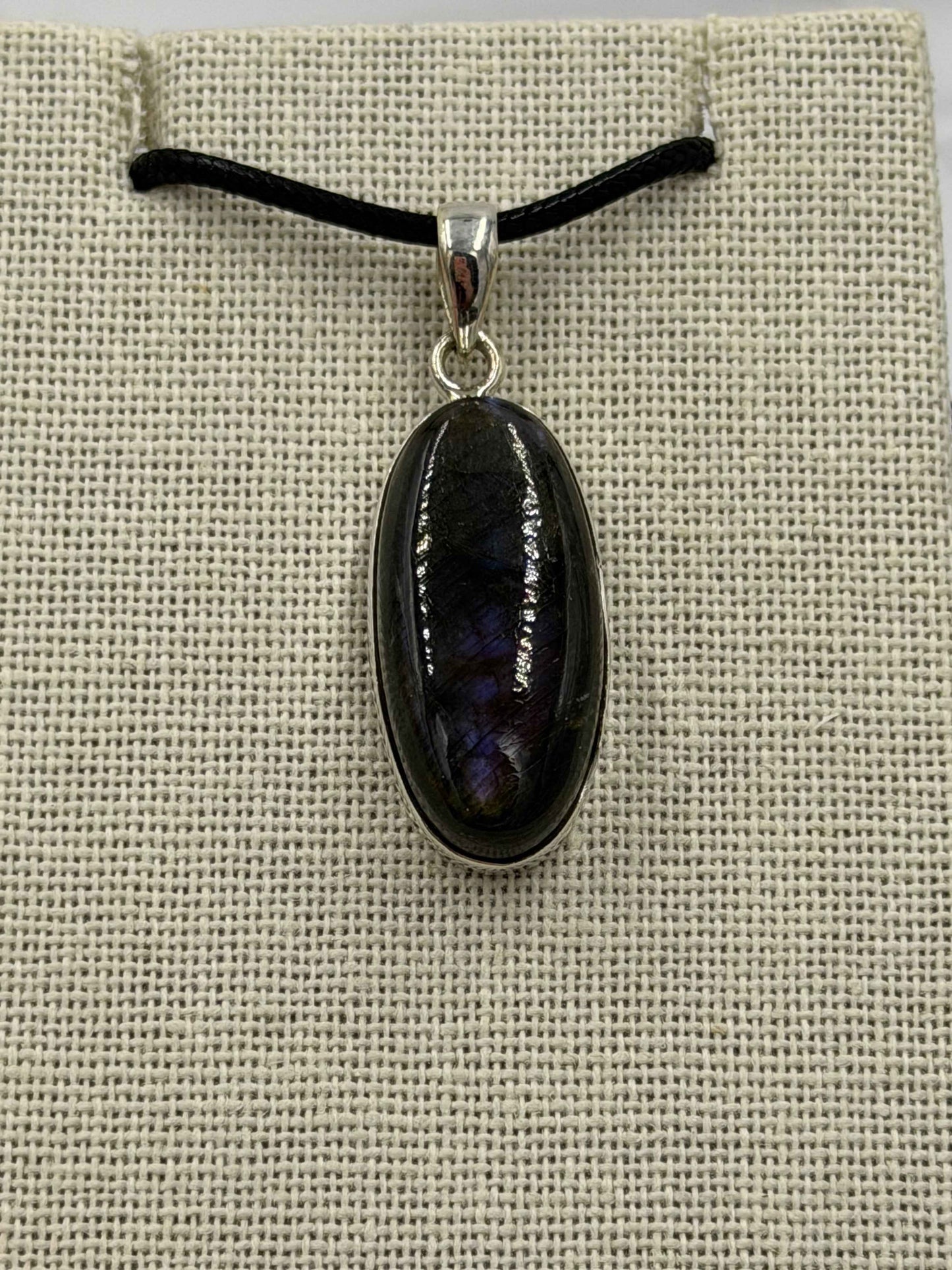 Sterling Silver Oval Spectrolite Pendant Size 2