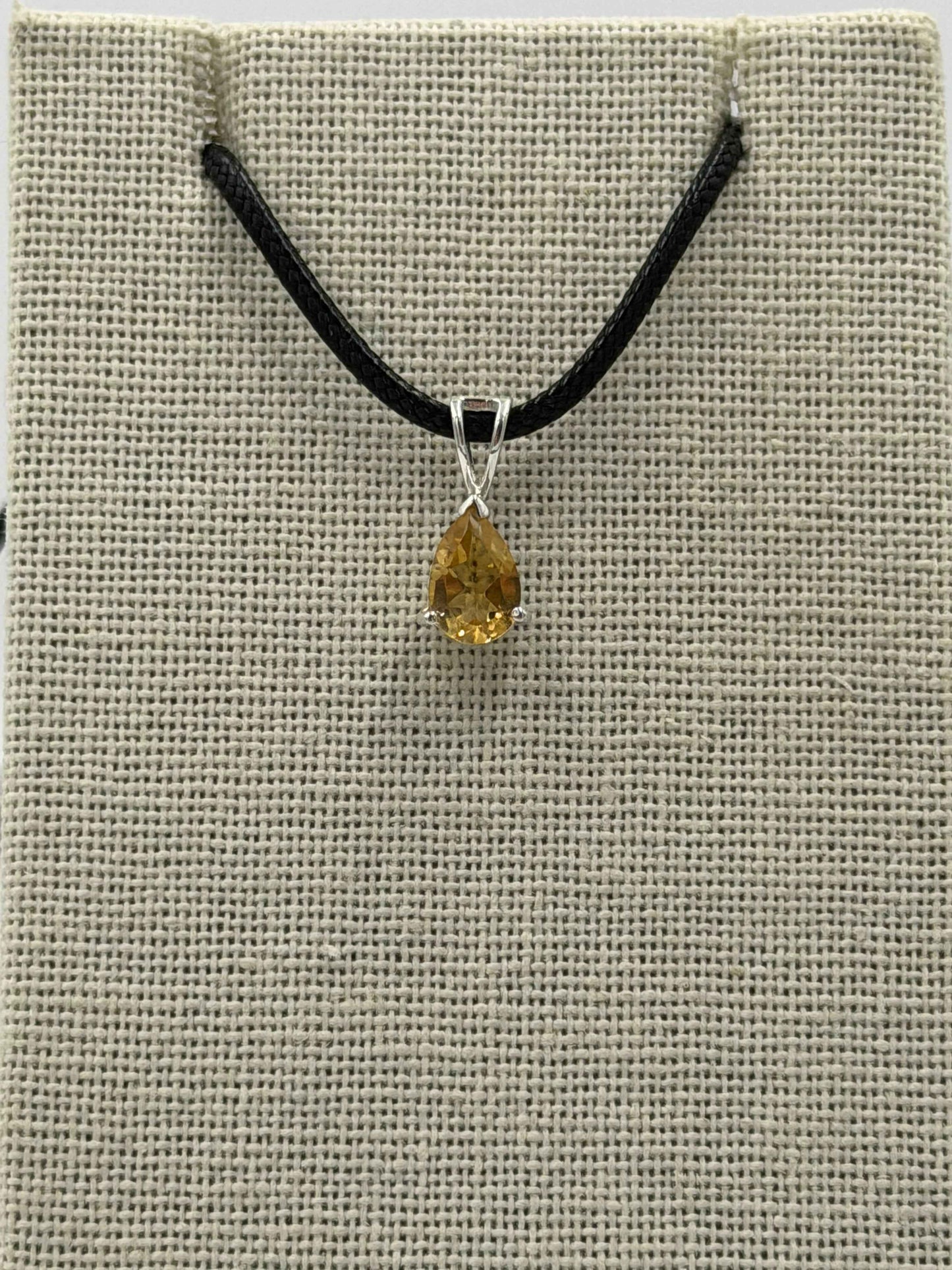 Sterling Silver Teardrop Citrine Pendant