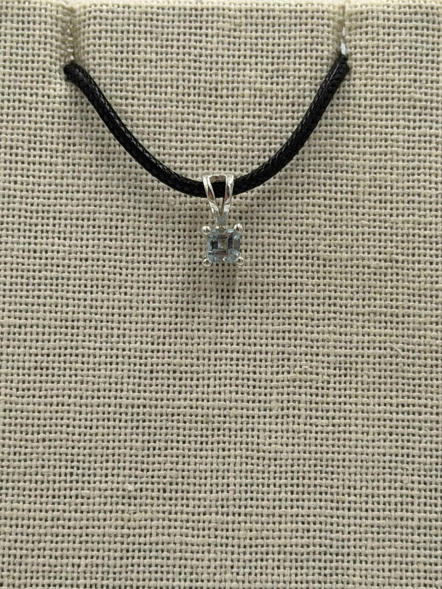 Sterling Silver Square Aquamarine Pendant