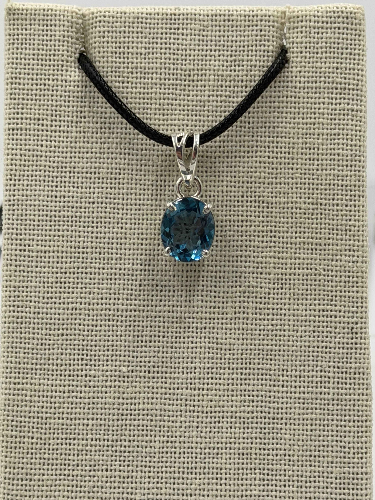 Sterling Silver Oval London Blue Topaz Pendant Size 1