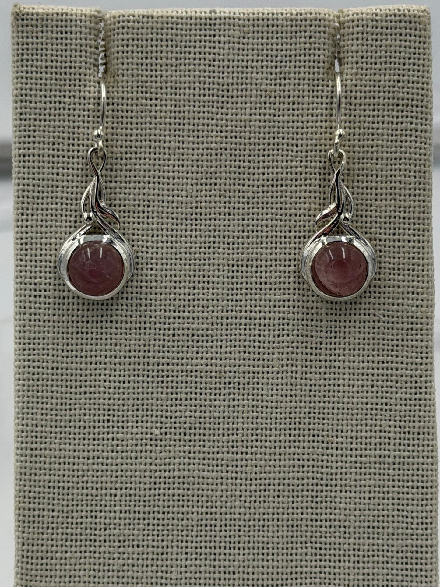 Sterling Silver Flowy Wrapped Rose Quartz Dangle Earrings