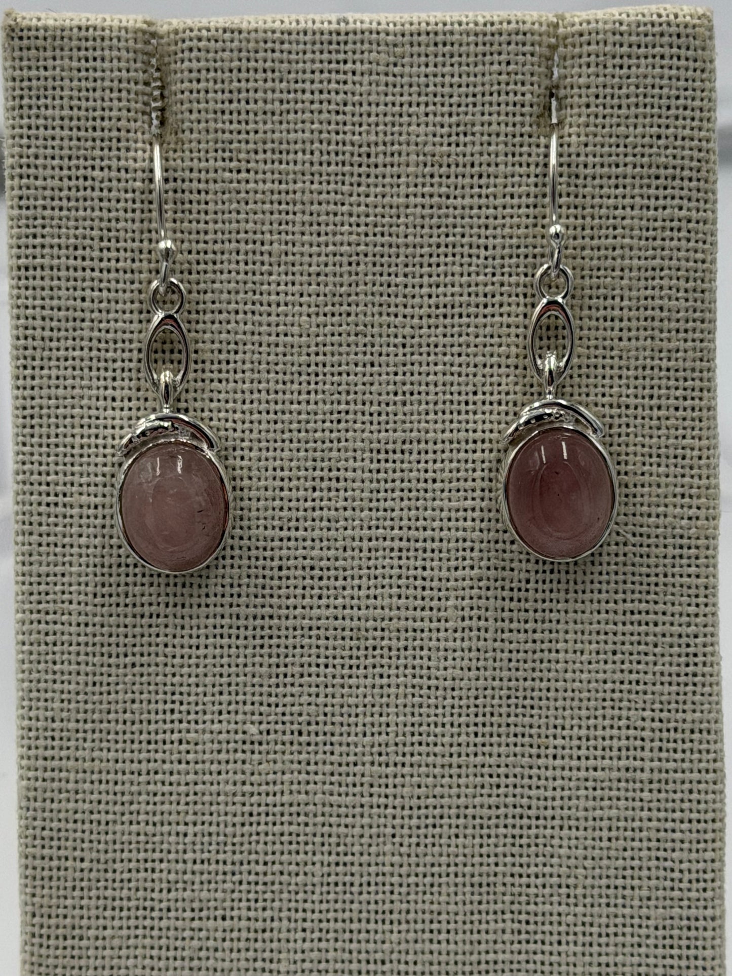 Sterling Silver Rose Single Chain Quartz Dangle Earrings