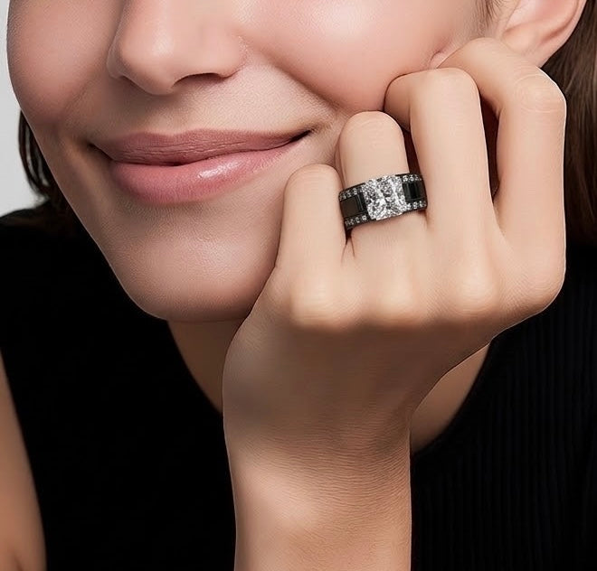 RG228B B.Tiff Black 2 ct Cushion Cut Engagement Ring