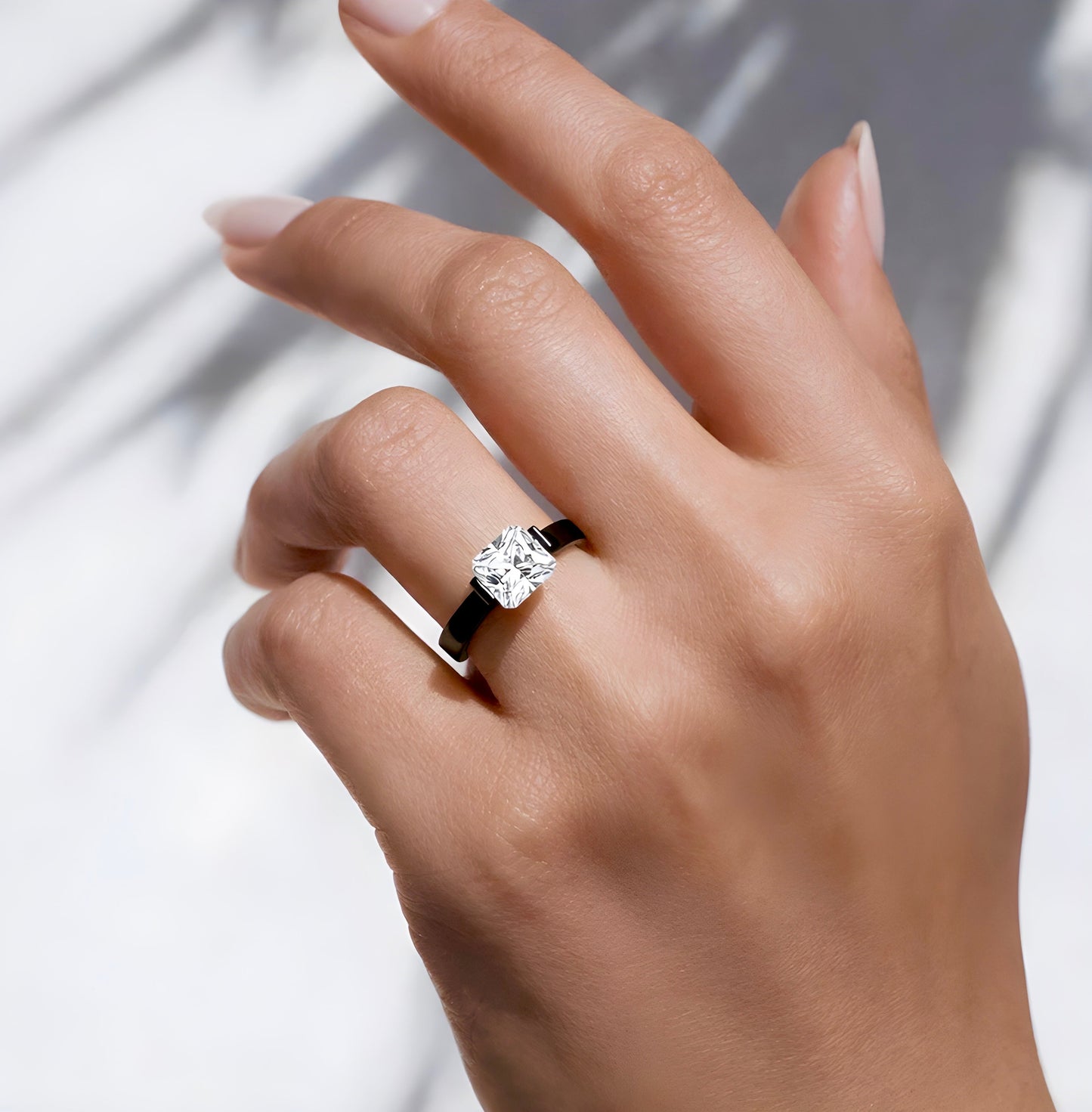 RG228B B.Tiff Black 2 ct Cushion Cut Engagement Ring