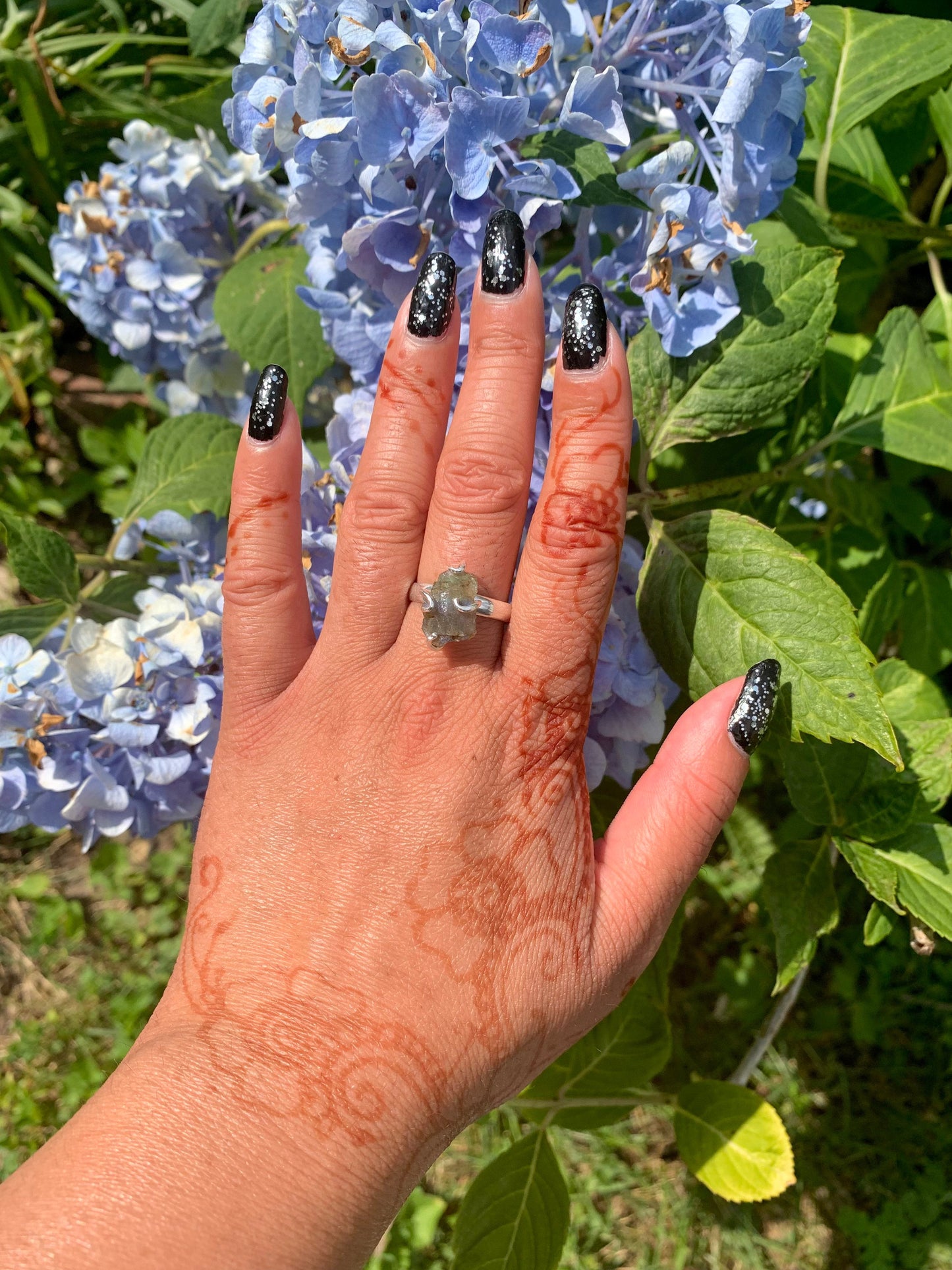 Raw Labradorite Prong Ring