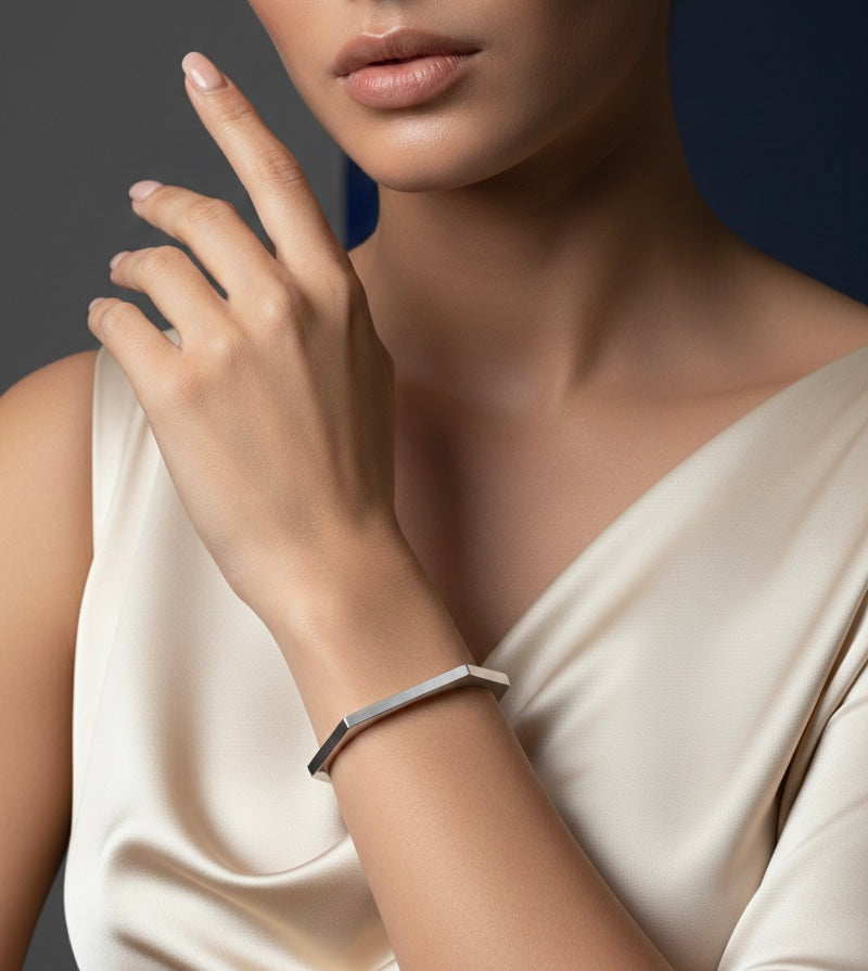 BG007W B.Tiff Edge Hexagon Bangle Bracelet